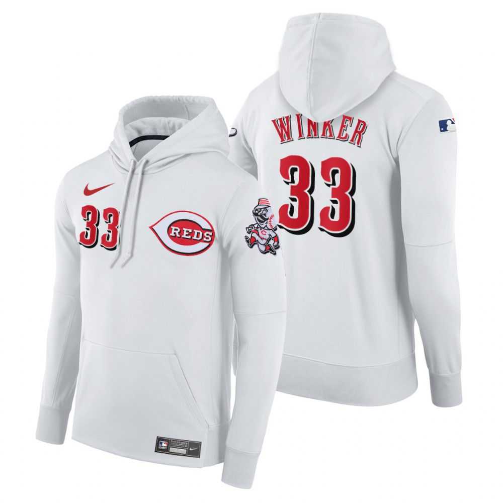 Men Cincinnati Reds 33 Winker white home hoodie 2021 MLB Nike Jerseys